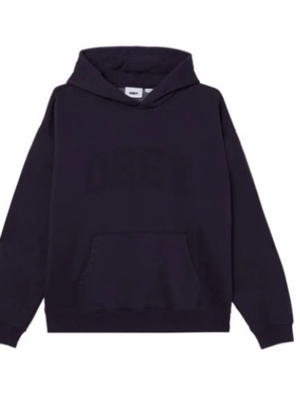 Obey Men's Black Pullover Hoodie with Subtle Chest Logo
